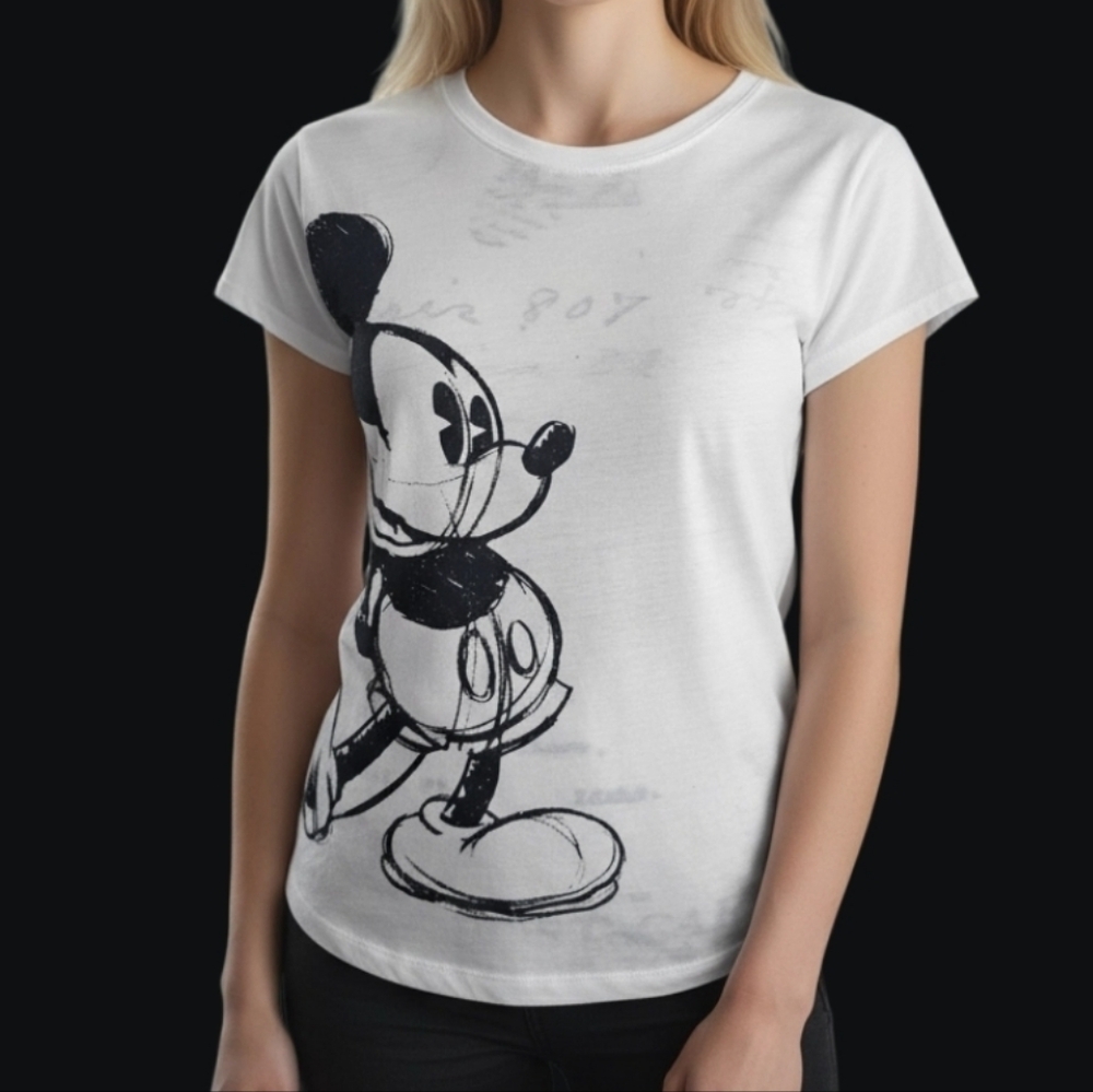 Women's Disney World Black and White Minnie Mouse Tee